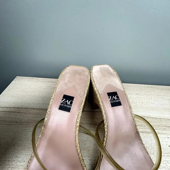 ZAC Zac Posen Saint Heeled Sandals Cashew Tan Size 10 Square Toe Block Heel Shoe - Picture 13 of 15